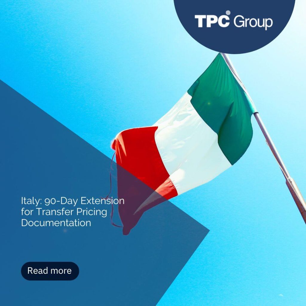 Italy: 90-Day Extension for Transfer Pricing Documentation